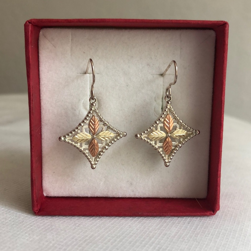 Retro Glam Genuine 12K Multicolored Leaf Earrings